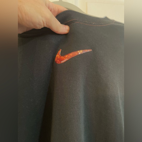 Vintage Y2K 2009 Nike Sweatshirt Unisex Large Crewneck Center Check Black Lava - Picture 5 of 13